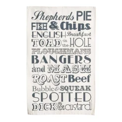 Victoria Eggs English Dinner Tea Towel - Charcoal- Tea|Tea Towels