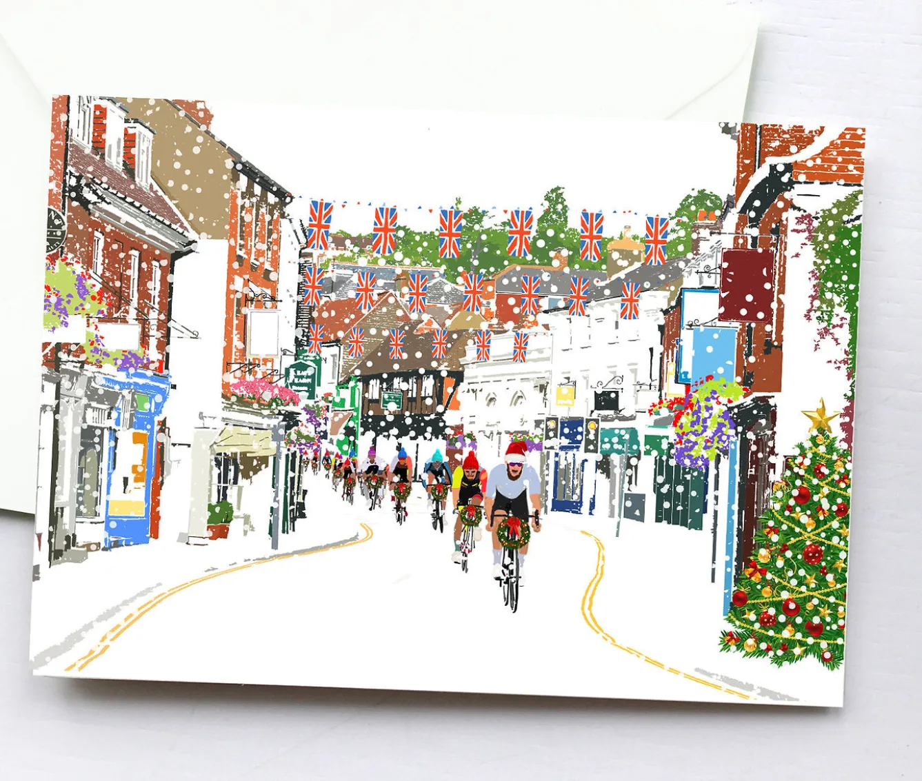 Njeri Illustrated Farnham Cycling Festival Christmas Card- Christmas Cards|Greeting Cards