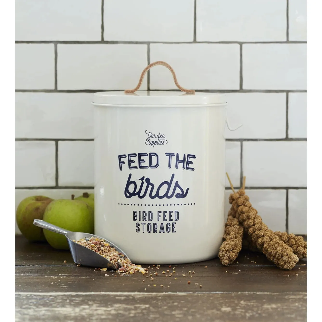 Burgon & Ball 'Feed the Birds' Bird Feed Tin in Stone- Gardening