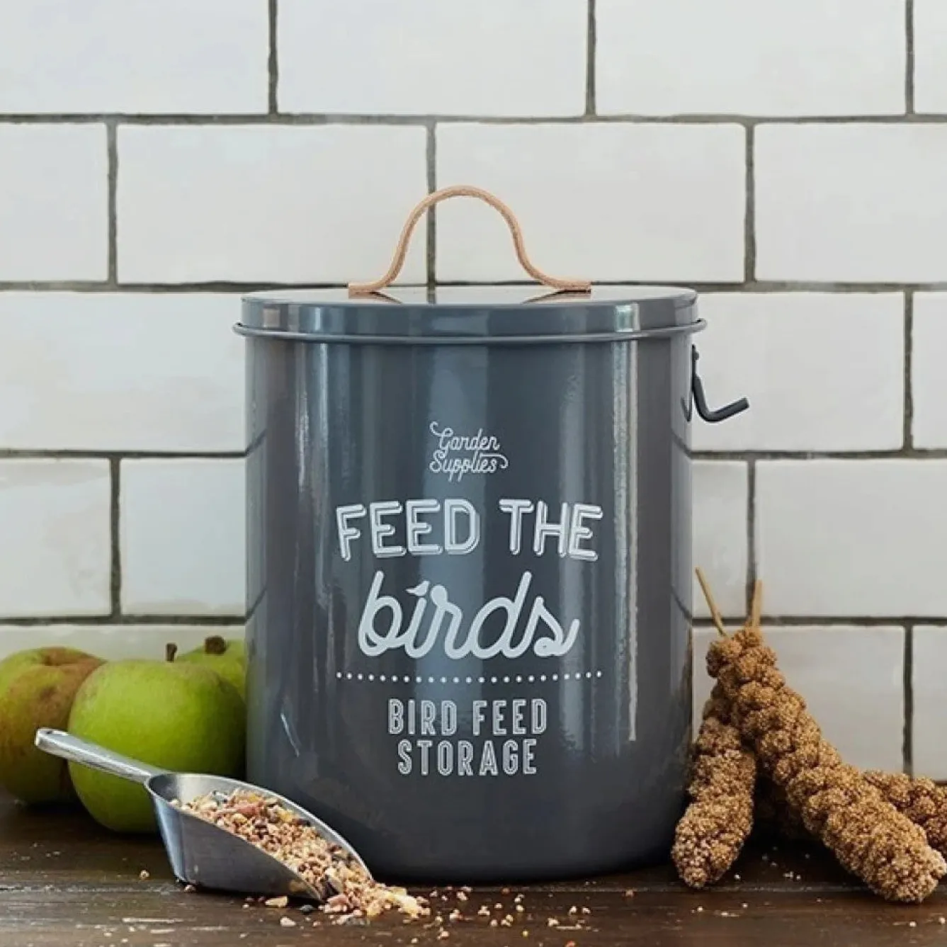 Burgon & Ball 'Feed the Birds' Bird Feed Tin in Charcoal- Gardening
