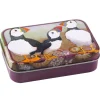 Emma Ball Felted Puffin Hinged Small Rectangular Tin- Storage