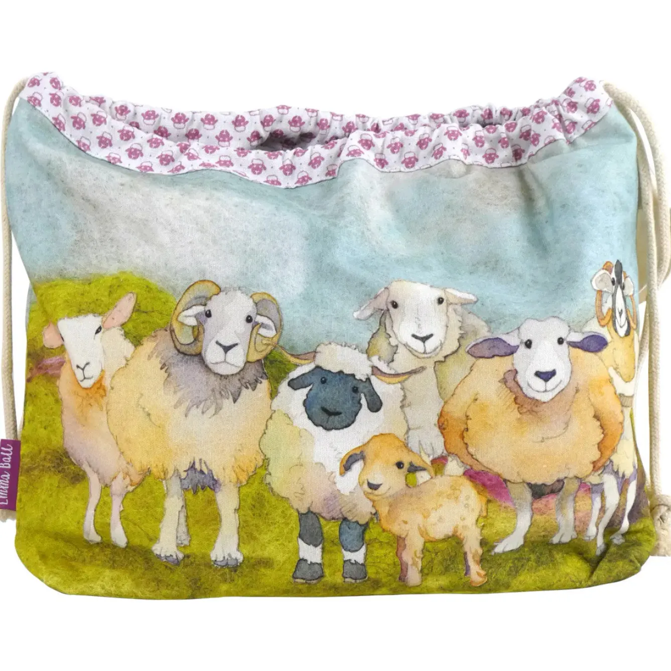 Emma Ball Felted Sheep Drawstring Bag- Crafts|Bags