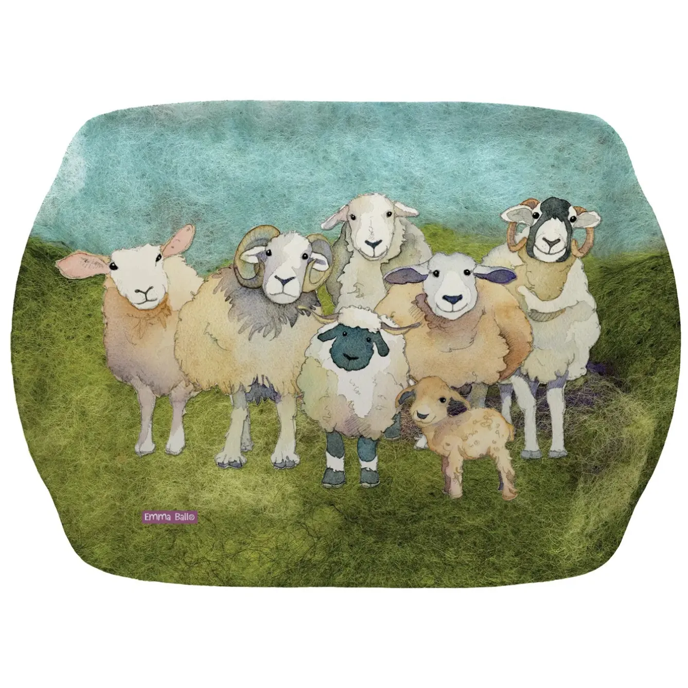 Emma Ball Felted Sheep Melamine Medium Tray- Trays