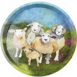 Emma Ball Felted Sheep Round Tin Tray- Trays|Trays