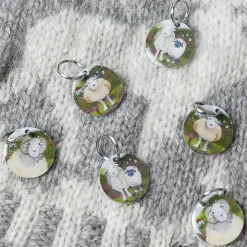 Emma Ball Felted Sheep Set of 6 Stitch Markers in a Pocket Tin- Stationery|Crafts