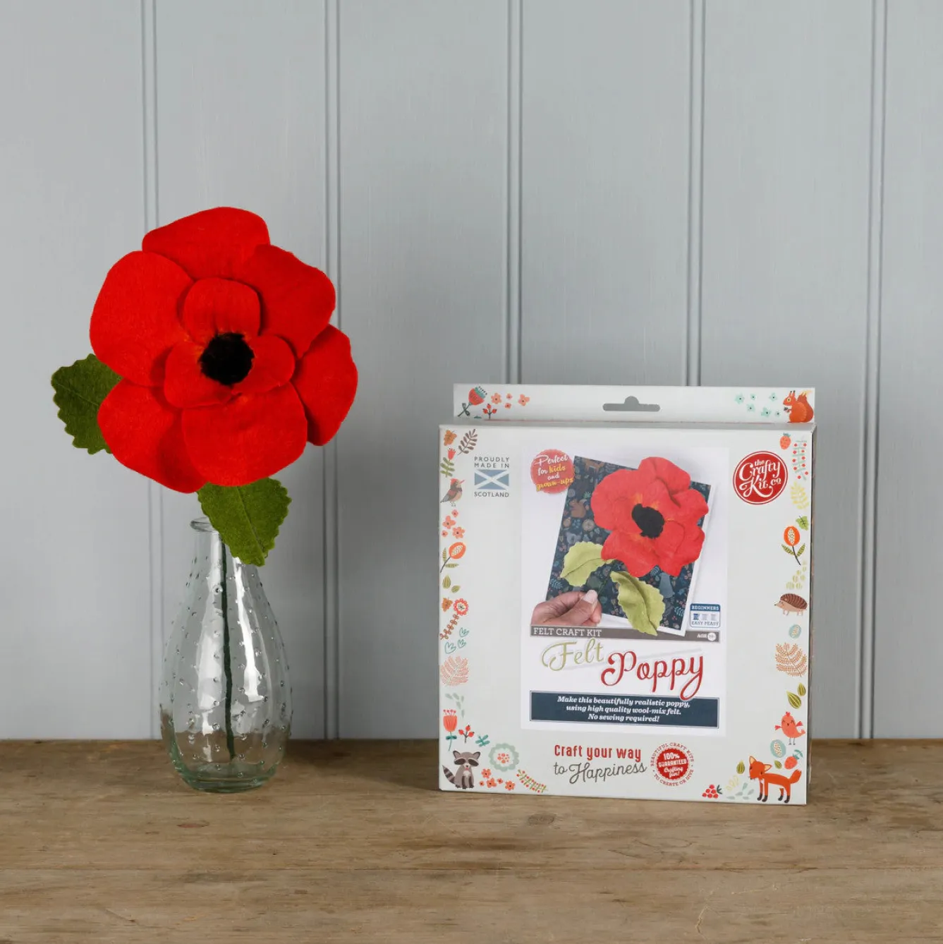 The Crafty Kit Co. Felt Poppy Craft Kit- Crafts