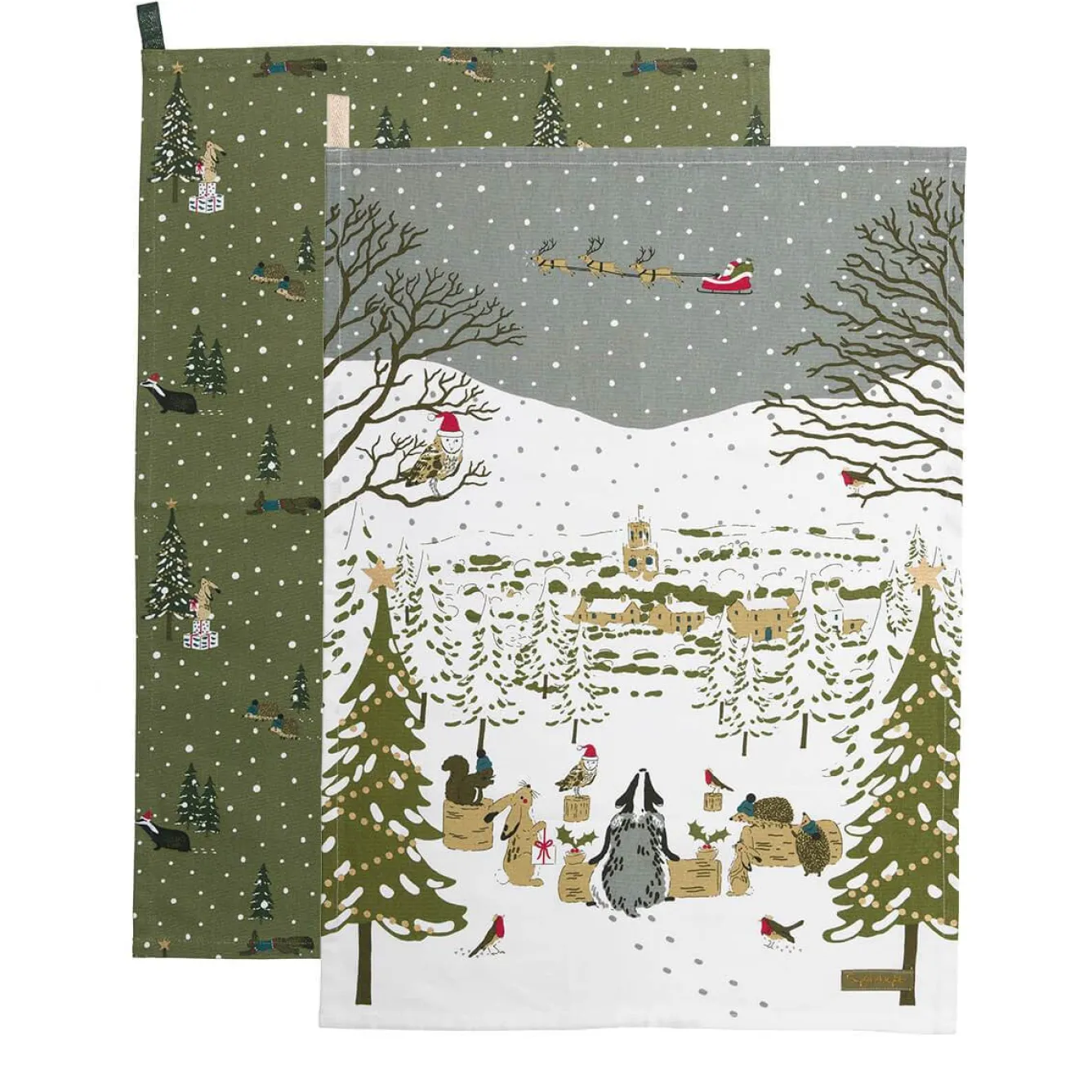 Sophie Allport Festive Forest Set of 2 Tea Towels- Tea|Tea Towels