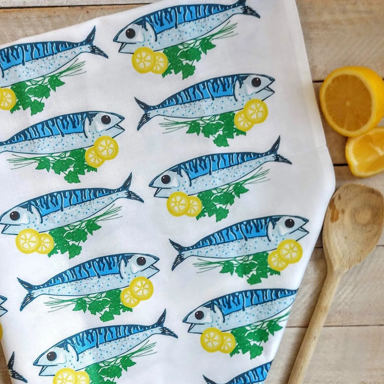 Lucky Lobster Fish & Lemon Tea Towel- Tea|Tea Towels