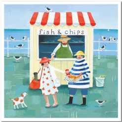 Emma Ball Fish and Chips Greetings Card- Greeting Cards