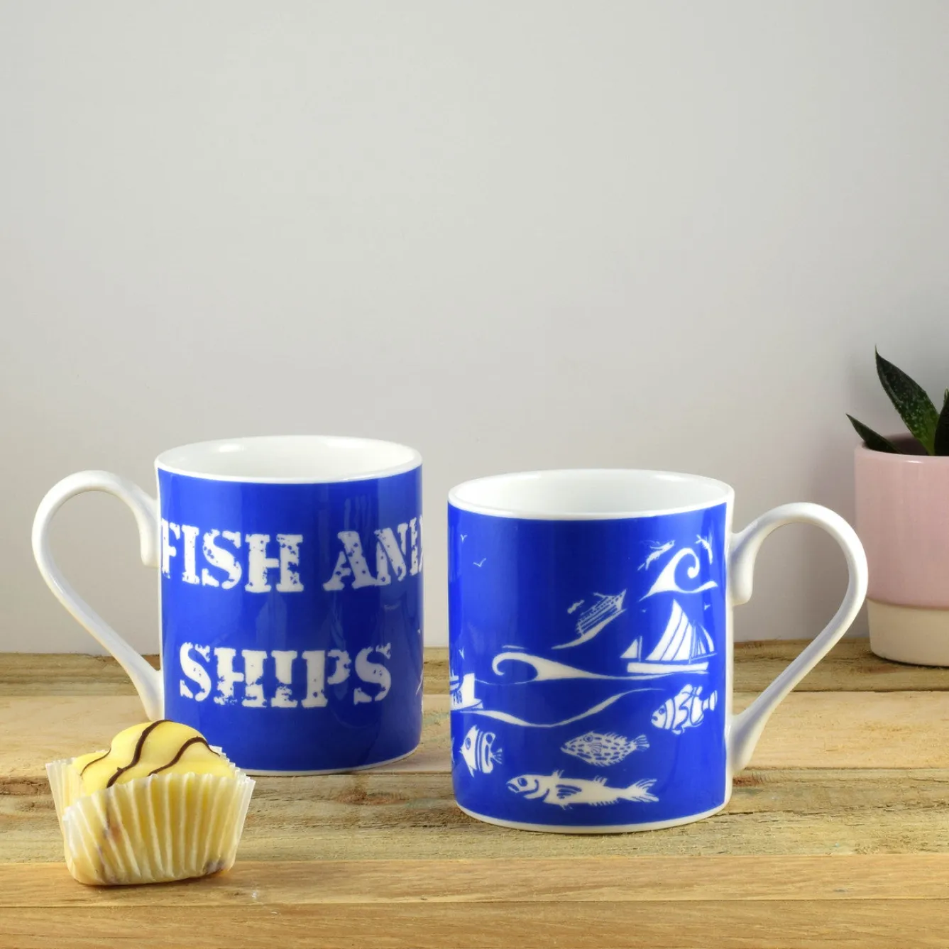 Port & Lemon Fish and Ships Bone China Mug- Seaside|Blues