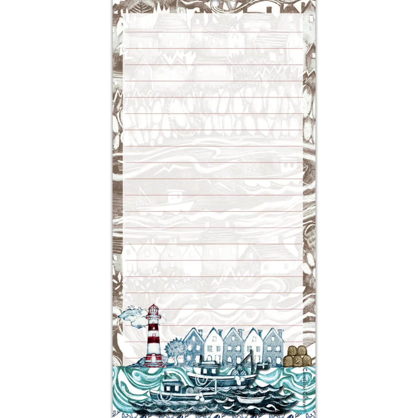 Emma Ball Fishing Village Lined Magnetic Pad- Stationery