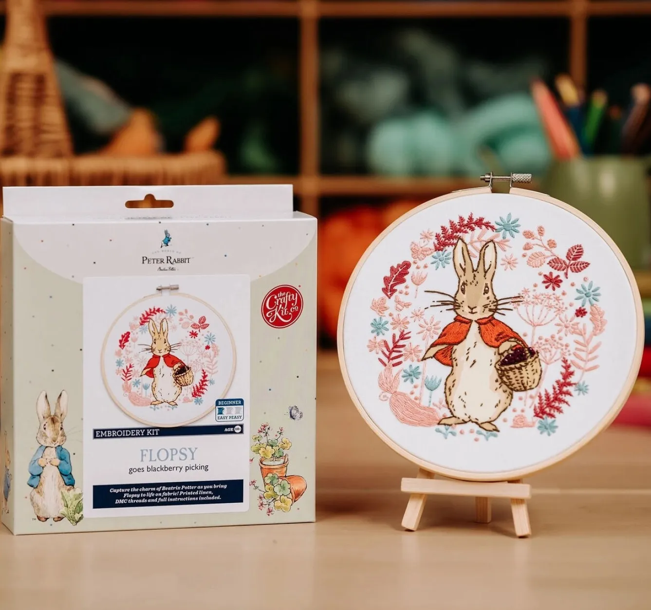 The Crafty Kit Co. Flopsy Goes Blackberry Picking Embroidery Kit- Crafts|Children
