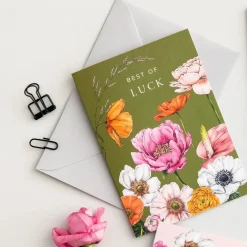 Catherine Lewis Floral Brights - Best of Luck card- Greeting Cards
