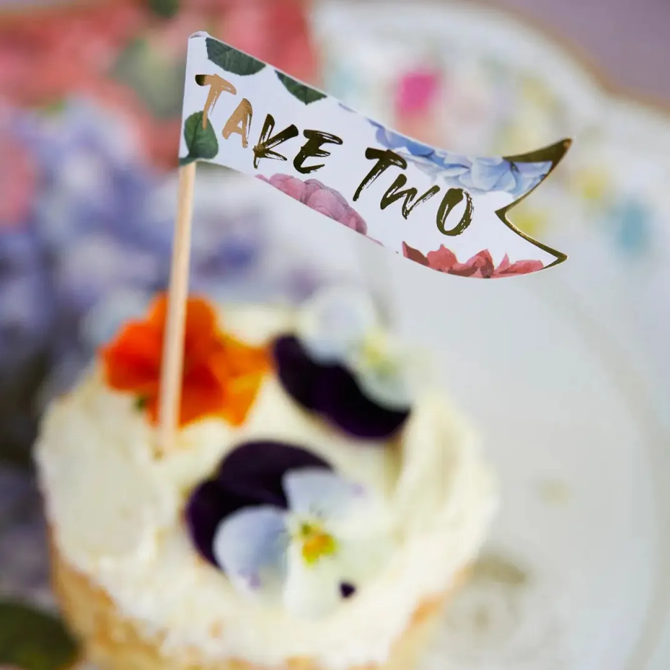 Talking Tables Floral Cocktail Stick Food Flags - 24 pack- Picnic|Serving Plates & Boards