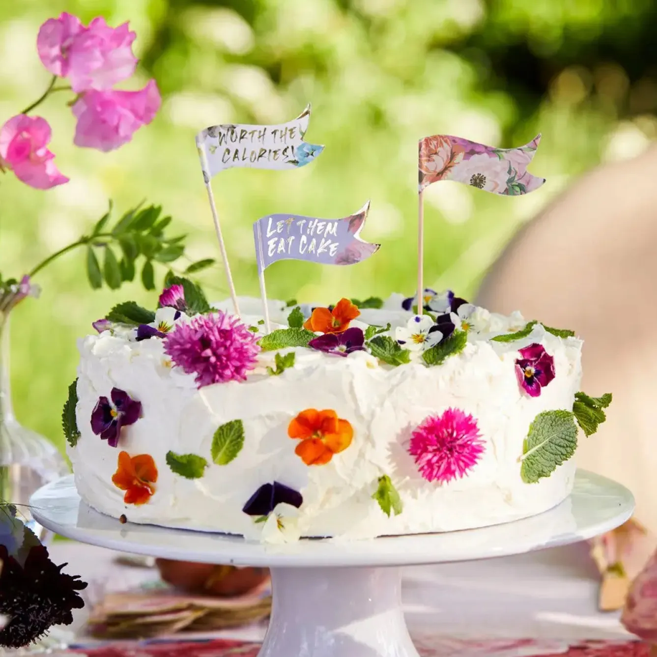 Talking Tables Floral Cocktail Stick Food Flags - 24 pack- Picnic|Serving Plates & Boards