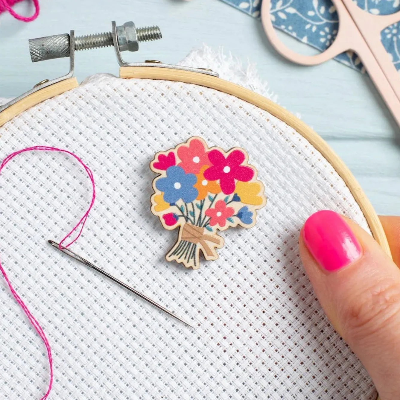 Hawthorn Handmade Flower Posey Magnetic Needle Holder- Crafts