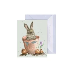 Wrendale Designs 'Flower Pot Bunny' Rabbit Enclosure Card- Greeting Cards