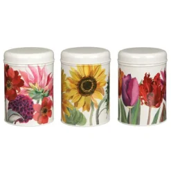 Emma Bridgewater Flowers Set of 3 Round Caddies- Storage Caddies|Storage