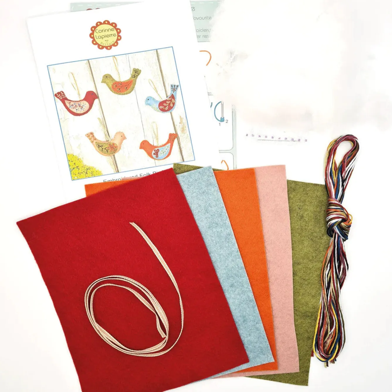 Corinne Lapierre Folk Birds Wool Mix Felt Craft Kit- Crafts|Children