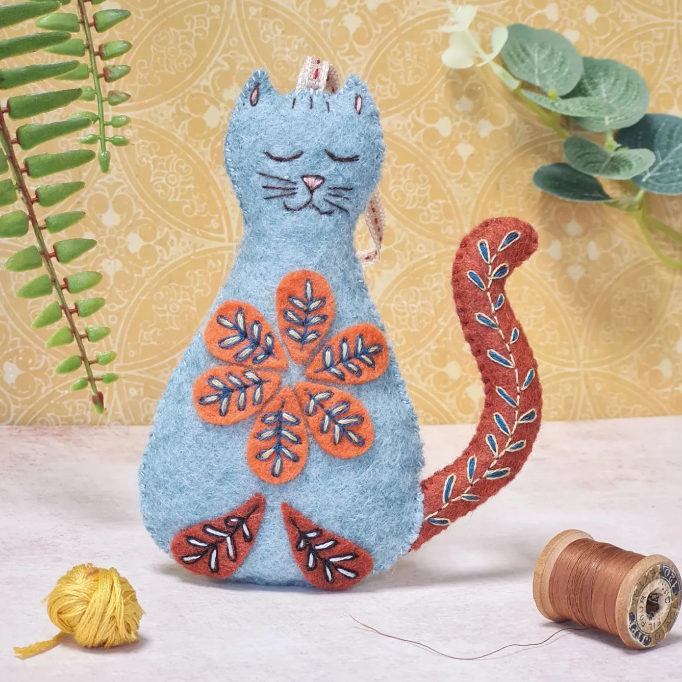 Corinne Lapierre Folk Embroidered Cat Craft Mini Kit- Crafts|Children