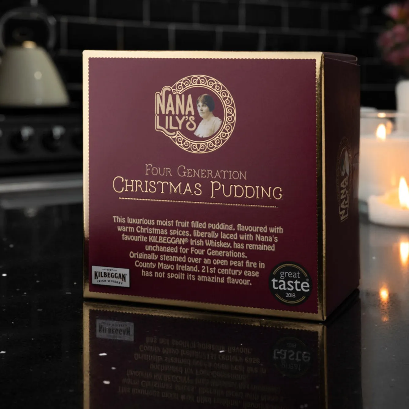 Nana Lily's Four Generation Christmas Pudding with Kilbeggan Irish Whiskey 454g- Holiday Treats