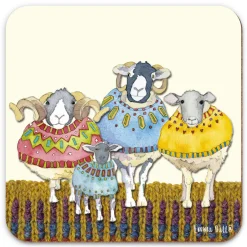 Emma Ball Four Sheep in Sweaters Coaster- Coasters