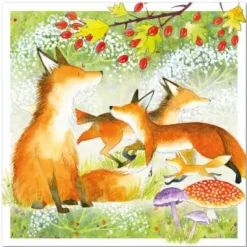 Emma Ball Fox Family Greetings Card- Greeting Cards