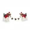 Amica Felt Fox Terrier Pair with Christmas Pudding Garland Felt Decoration- Christmas Decorations|Christmas