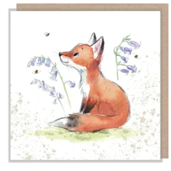 Paper Shed Design Fox with Bluebells and Bees Greetings Card- Greeting Cards