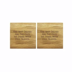Selbrae Friends Oak Coasters- Set of 2- Tea|Coasters
