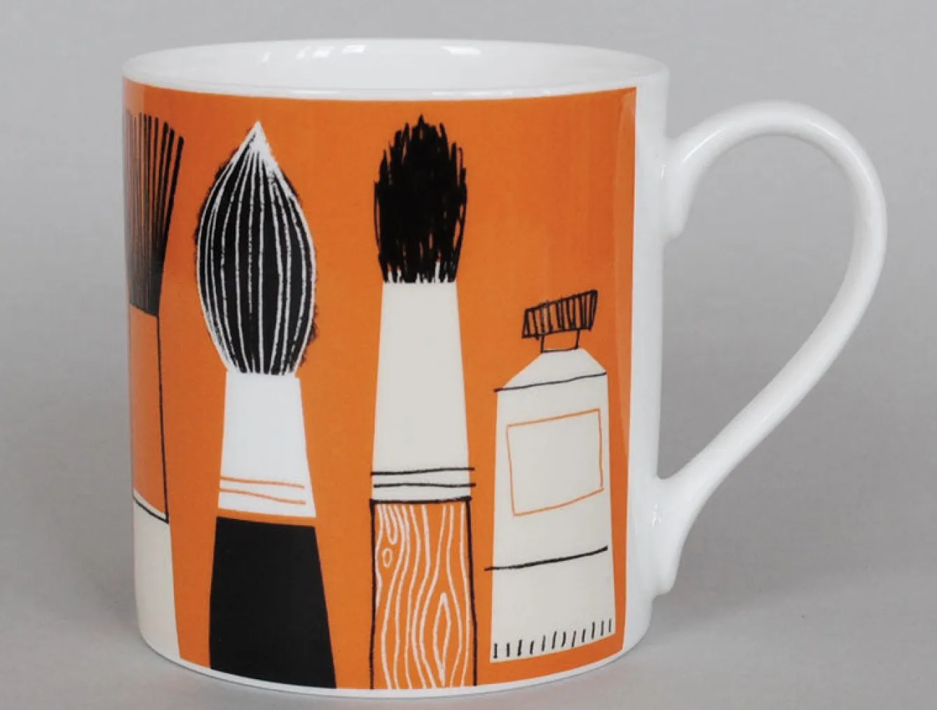 Repeat Repeat Gallery Art Brushes Mug - Orange- Whimsical