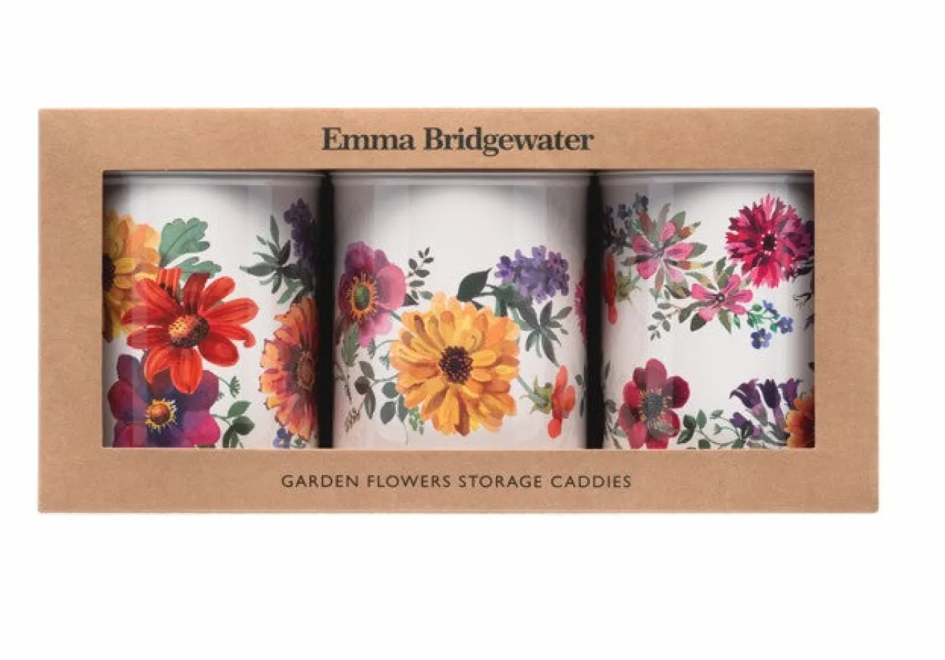 Emma Bridgewater Garden Flowers Set of 3 Round Caddies- Storage Caddies|Storage