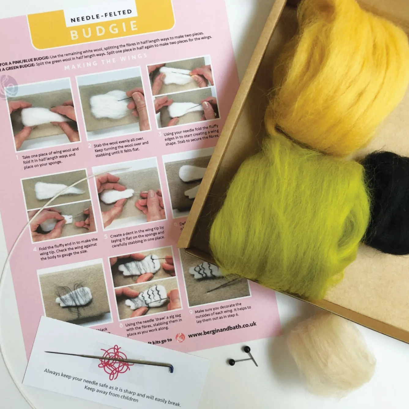 Bergin & Bath Gertrude the Green Budgie Needle Felting Kit- Crafts