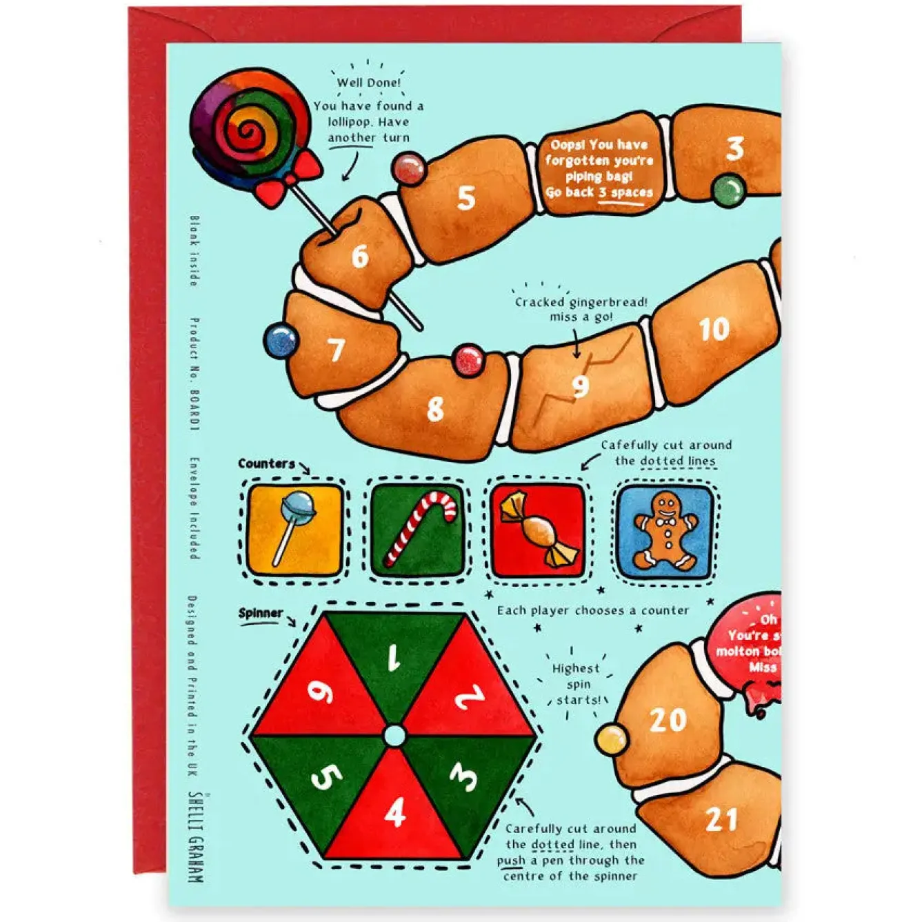Yeti Gingerbread Board Game Christmas Card- Christmas|Puzzles