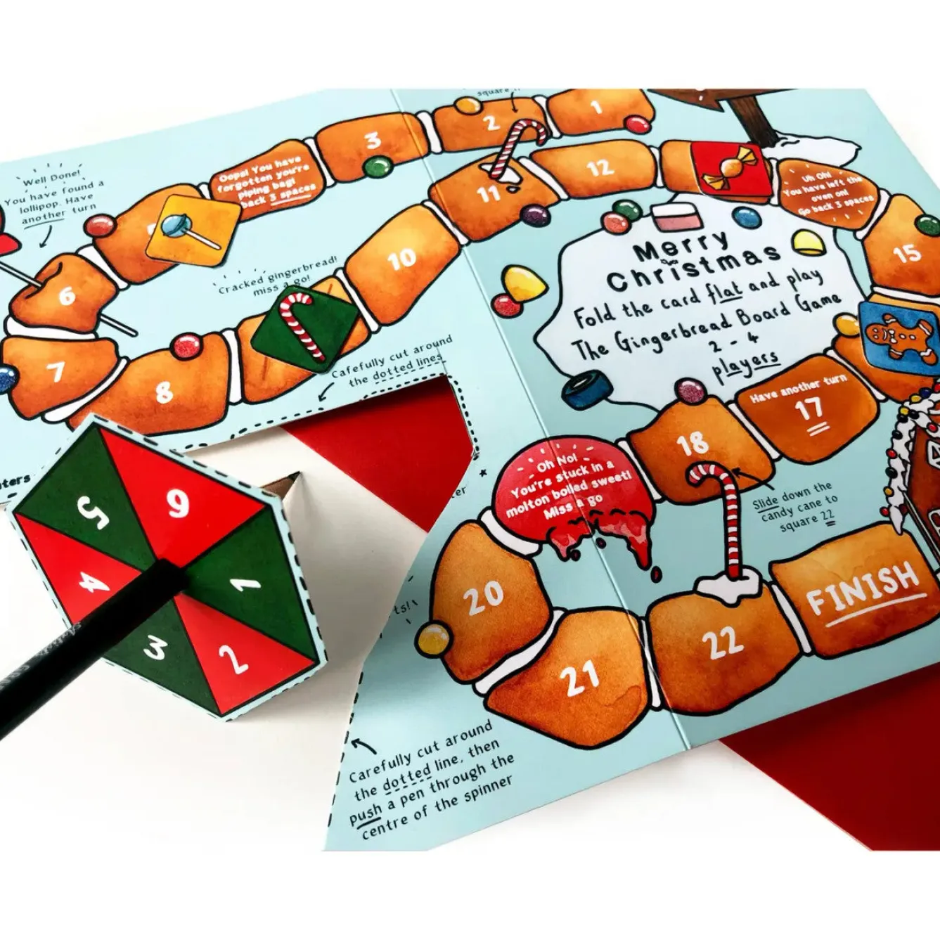 Yeti Gingerbread Board Game Christmas Card- Christmas|Puzzles