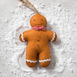 Corinne Lapierre Gingerbread Man Wool Mix Felt Craft Mini Kit- Seasonal Decor|Crafts