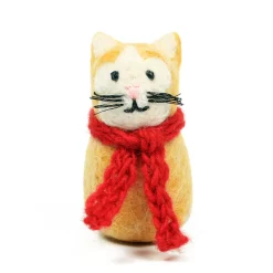 Amica Felt Ginger Cat with Scarf Felt Decoration- Christmas Decorations|Christmas