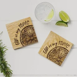 Selbrae Gin is My Tonic Oak Coasters - Set of 2- Father's Day|Tea