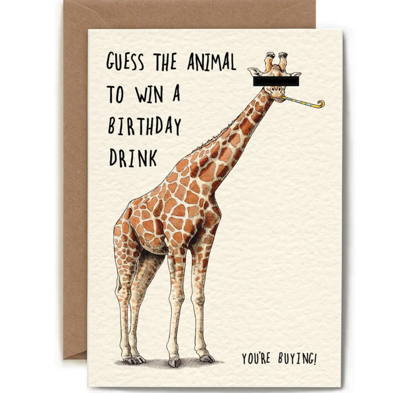Bewilderbeest Giraffe Greetings Card- Greeting Cards