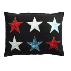 Jan Constantine Glam Rock Sequin 6 Star Pillow- Pillows & Throws