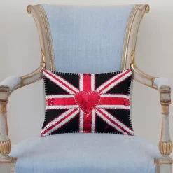 Jan Constantine Glam Rock Sequin Union Jack Pillow- Pillows & Throws