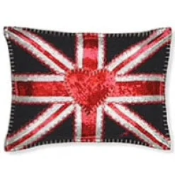 Jan Constantine Glam Rock Sequin Union Jack Pillow- Pillows & Throws