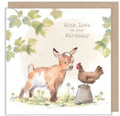 Paper Shed Design Goat and Hen "With Love on your Birthday" Greetings Card- Greeting Cards