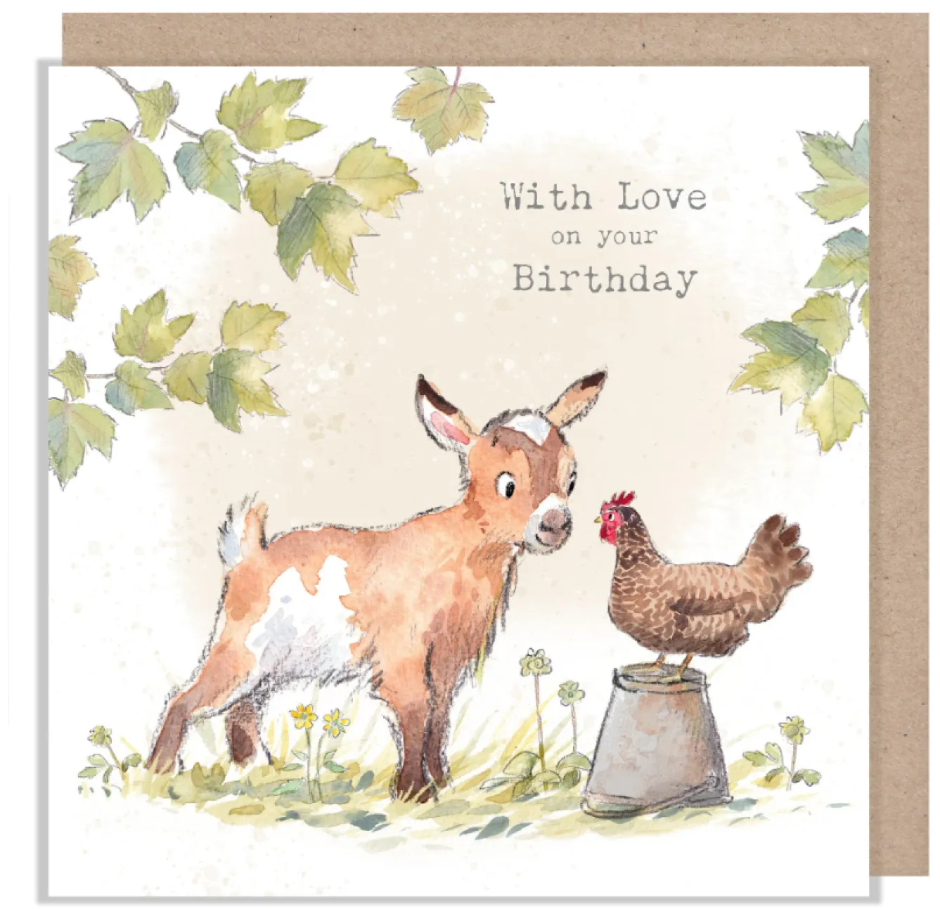 Paper Shed Design Goat and Hen "With Love on your Birthday" Greetings Card- Greeting Cards