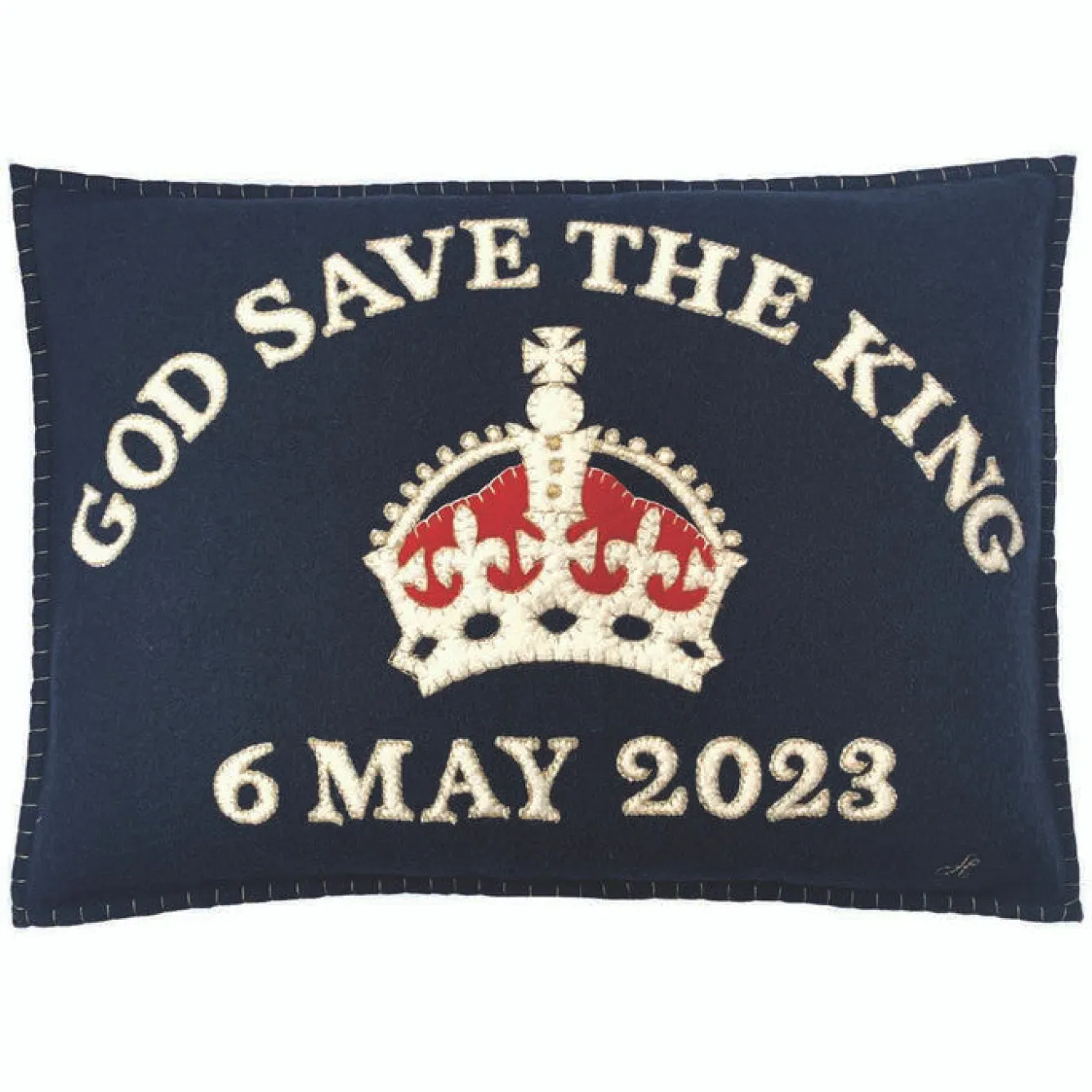 Jan Constantine God Save The King Pillow - Navy- Royal|Pillows & Throws