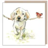 Paper Shed Design Golden Lab with Stick & Butterfly Greetings Card- Greeting Cards