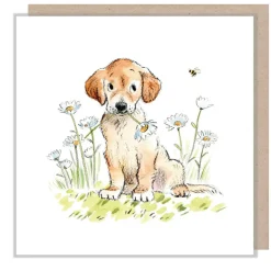 Paper Shed Design Golden Retriever with Daisy & Bee Greetings Card- Greeting Cards