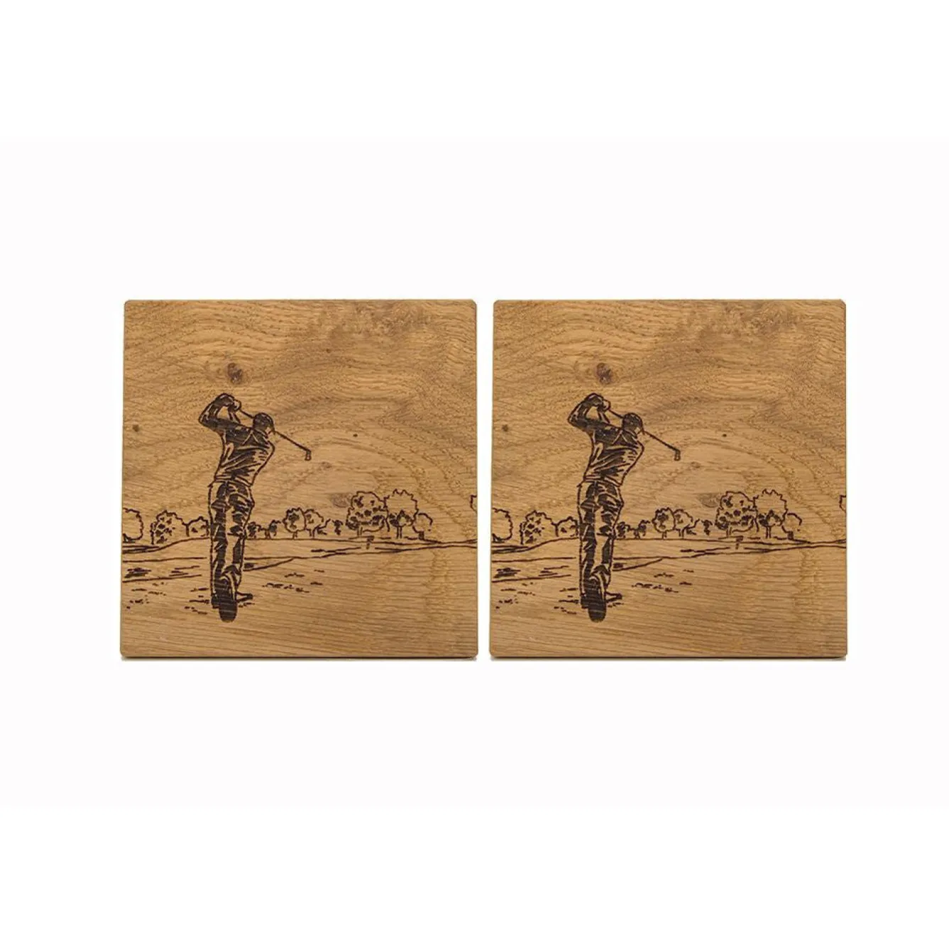 Selbrae Golf Oak Coasters- Set of 2- Father's Day|Tea