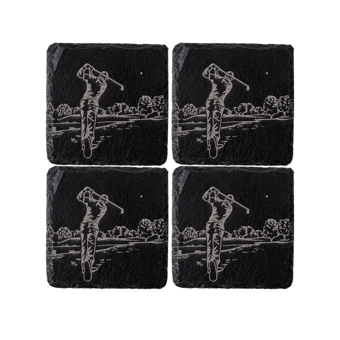 Selbrae Golf - Set of 4 Slate Coasters- Father's Day|Tea
