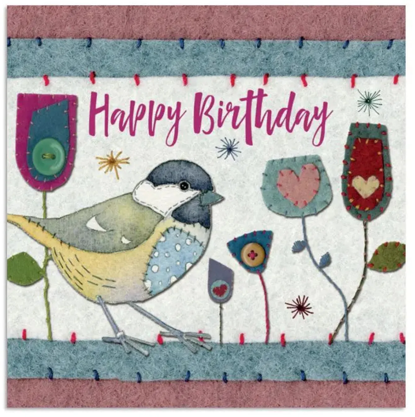 Emma Ball Great Tit Birthday Greetings Card- Greeting Cards